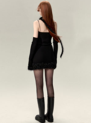 night mist black dress + jacket set