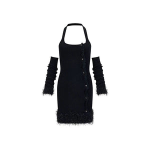 night mist black dress + jacket set