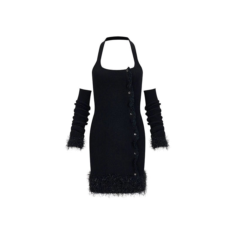 night mist black dress + jacket set