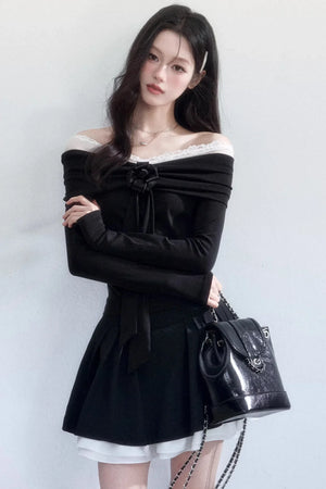Nocturne Lace Off-Shoulder Top