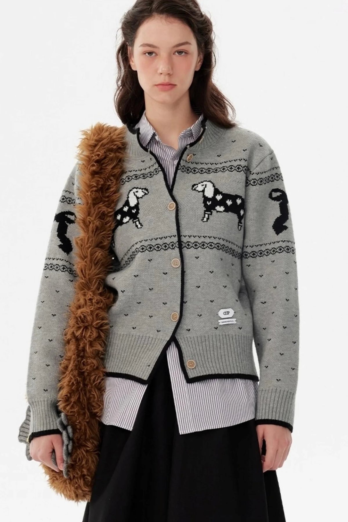 Nordic Retro Puppy Jacquard Knit Sweater