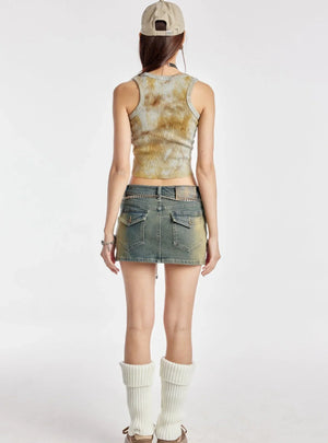 Nostalgic Blue Low Waist Denim Skirt