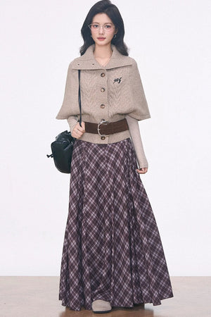 Oatmeal Mid-Sleeve Knit Sweater Set-Up