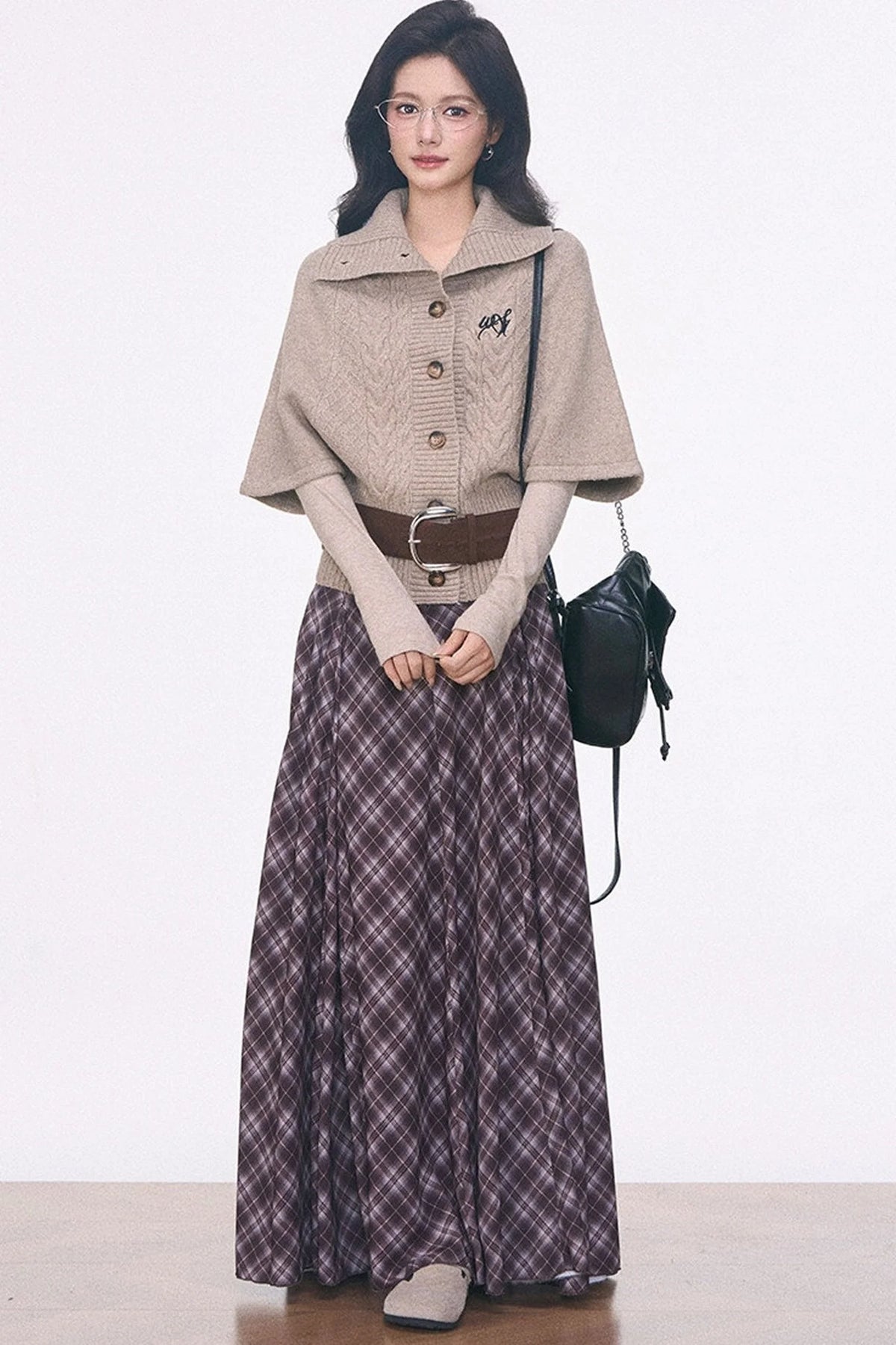 Oatmeal Mid-Sleeve Knit Sweater Set-Up