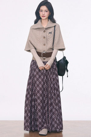 Oatmeal Mid-Sleeve Knit Sweater Set-Up