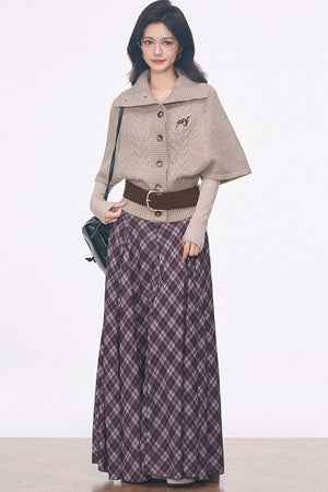 Oatmeal Mid-Sleeve Knit Sweater Set-Up