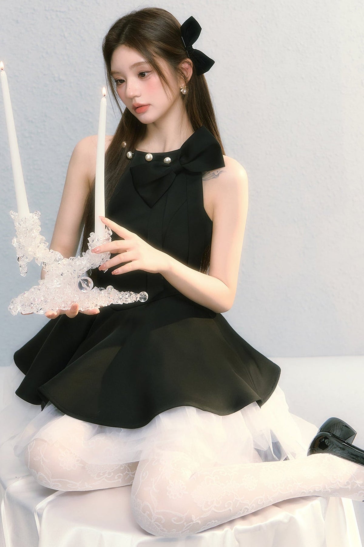 Obsidian Bow Sleeveless Dress