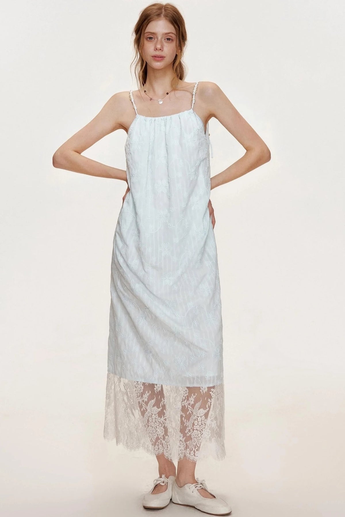Ocean Blue Lace A-Line Dress