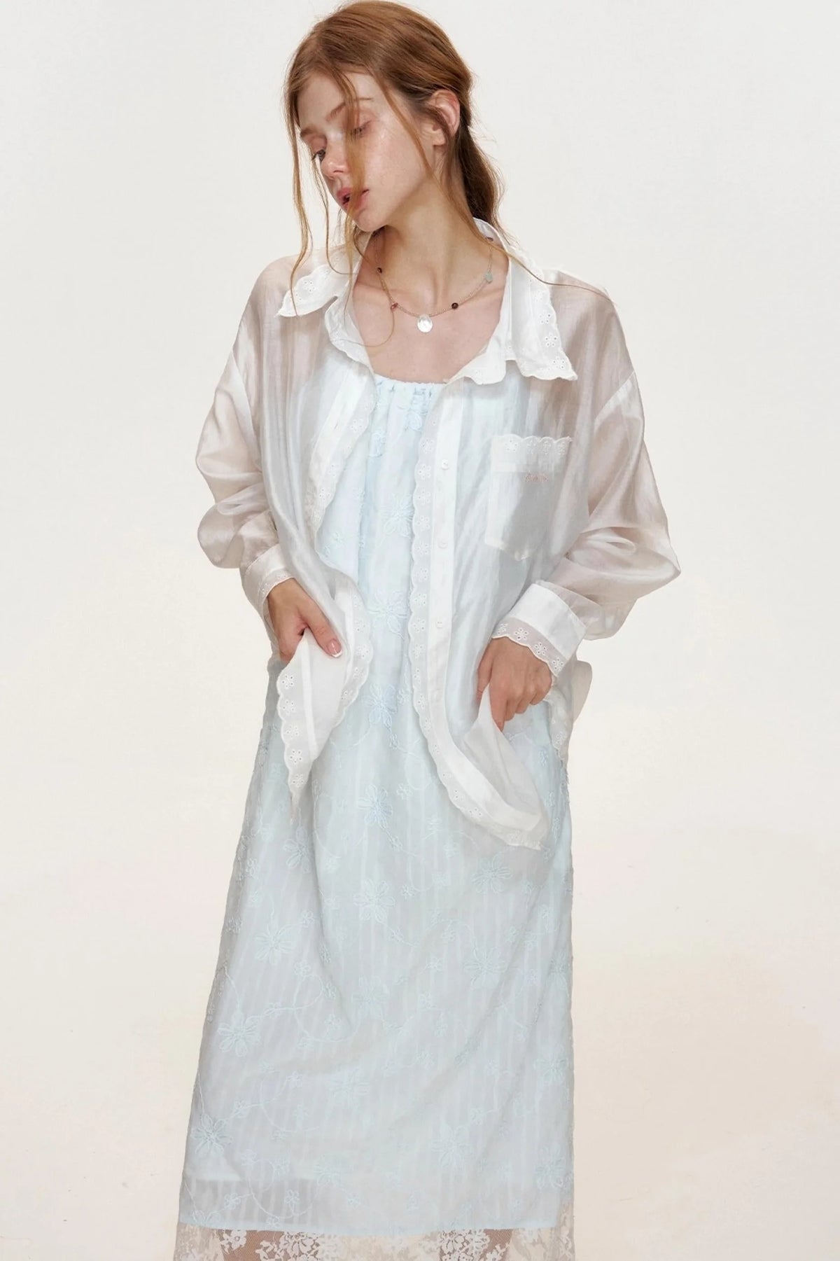 Ocean Blue Lace A-Line Dress
