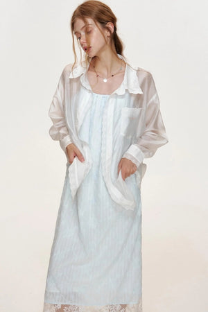 Ocean Blue Lace A-Line Dress