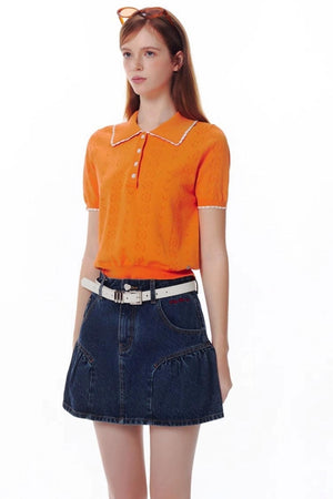 Ocean Notes Color-Block Polo Top
