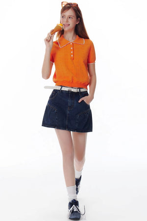 Ocean Notes Color-Block Polo Top