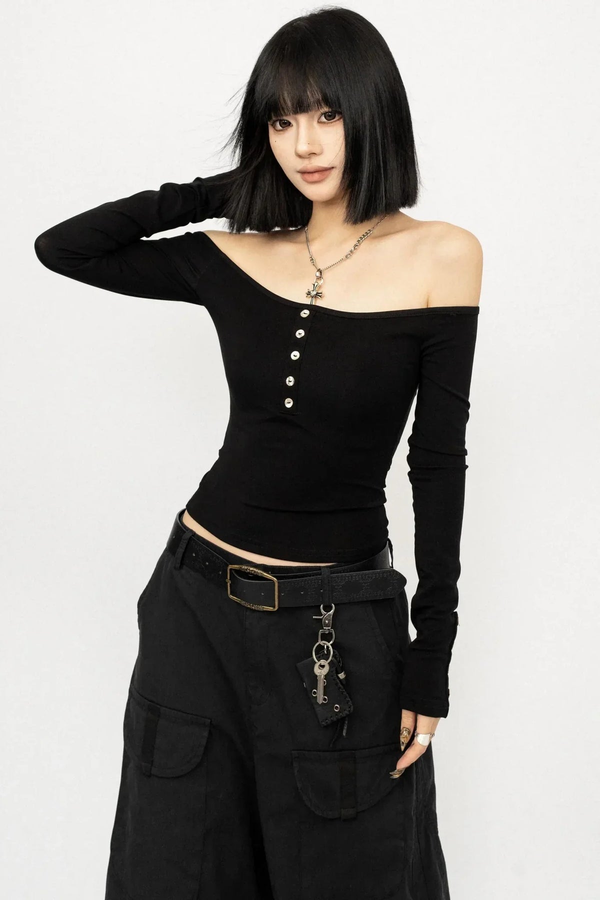 Off-Shoulder Black Top