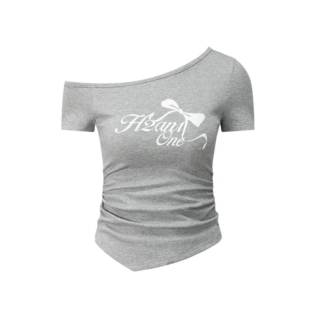 Off-Shoulder Bow Short Sleeve Top Set-Up