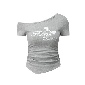 Off-Shoulder Bow Short Sleeve Top Set-Up