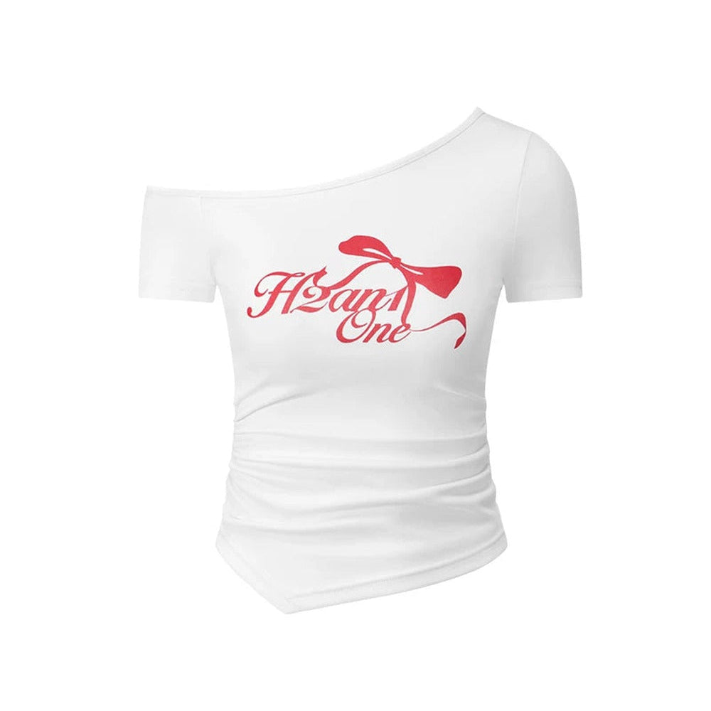 Off-Shoulder Bow Short Sleeve Top Set-Up