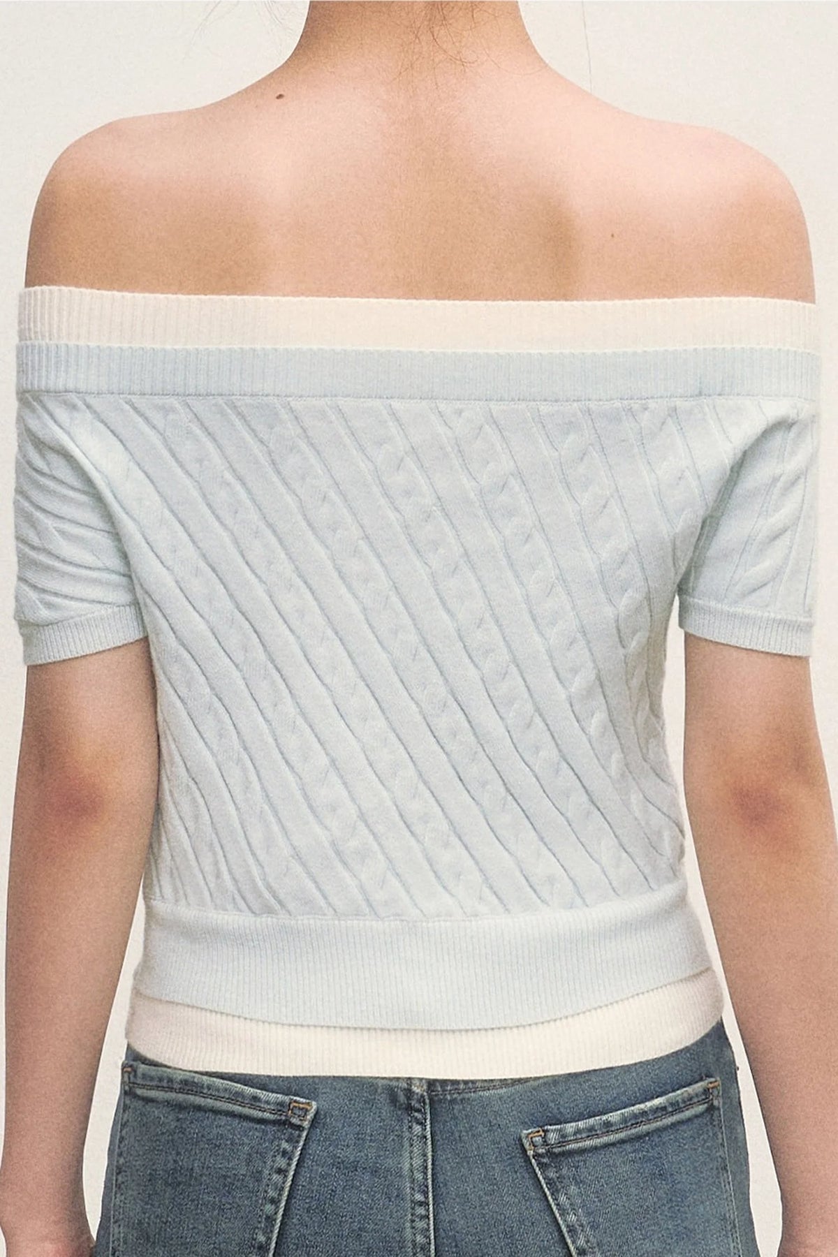 Off-Shoulder Cable Knit Top