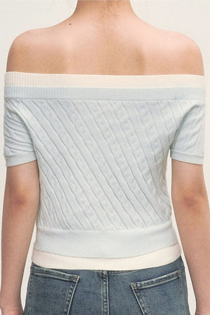 Off-Shoulder Cable Knit Top