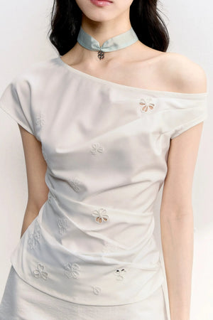 Off-Shoulder Embroidered Top Set-Up