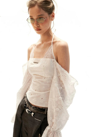 Off-Shoulder Flared Sleeve Blouse
