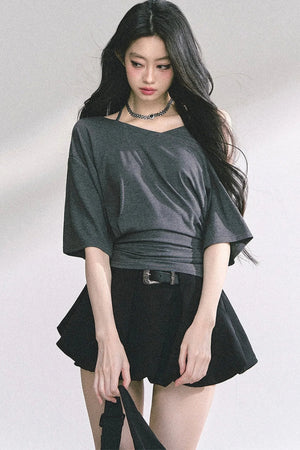 Off-Shoulder Halter Neck Rayon Top