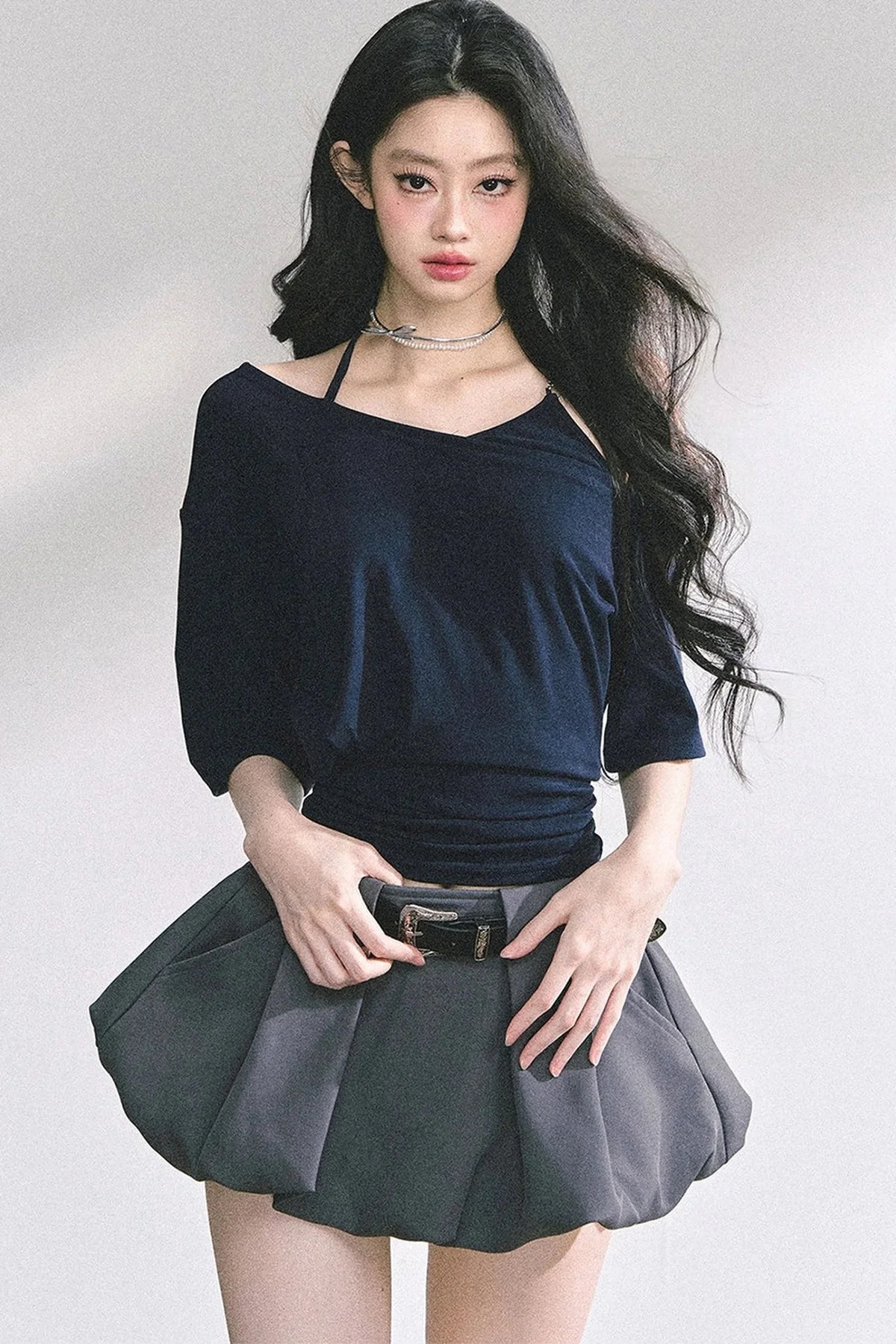 Off-Shoulder Halter Neck Rayon Top