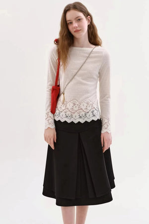 Off-Shoulder Knit Lace Top