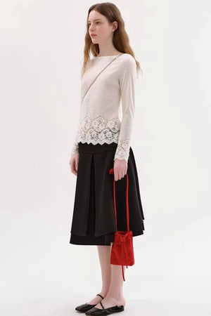 Off-Shoulder Knit Lace Top