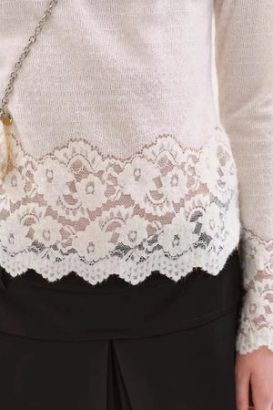 Off-Shoulder Knit Lace Top