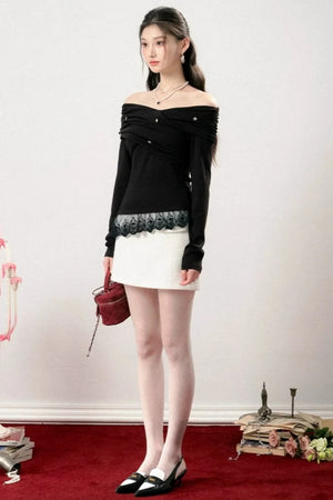 Off-Shoulder Lace Asymmetrical Top