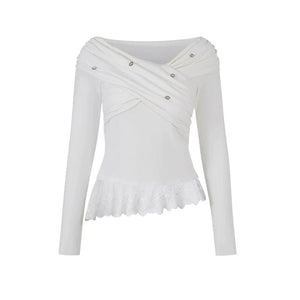 Off-Shoulder Lace Asymmetrical Top