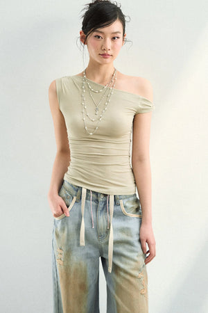 Off-Shoulder Lace Patchwork T-Shirt