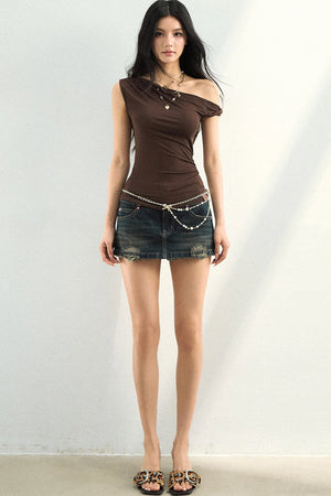 Off-Shoulder Lace Patchwork T-Shirt
