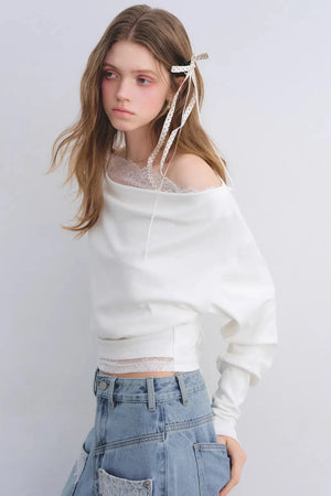Off-Shoulder Lace Patchwork Top