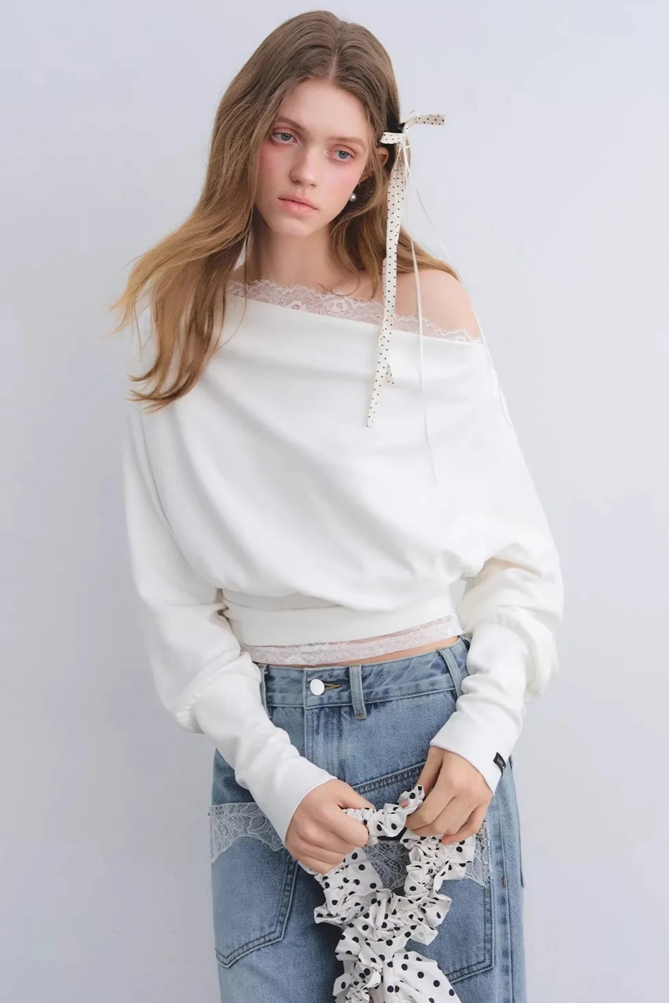 Off-Shoulder Lace Patchwork Top