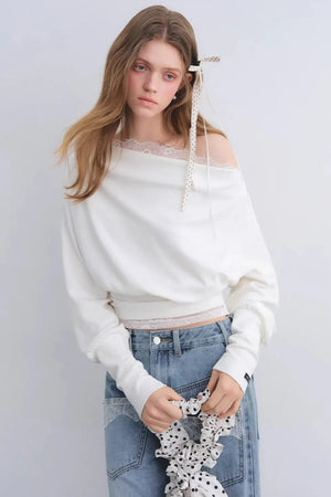 Off-Shoulder Lace Patchwork Top