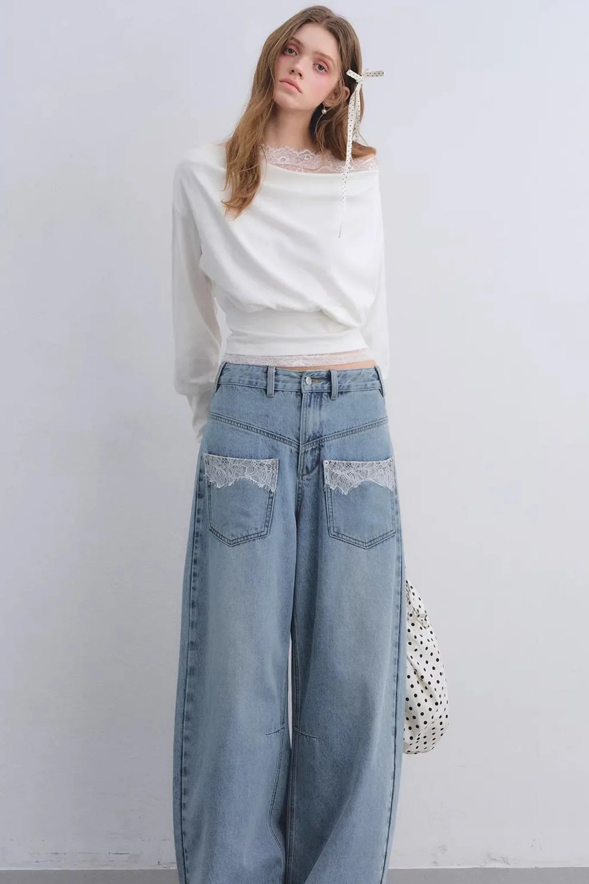 Off-Shoulder Lace Patchwork Top