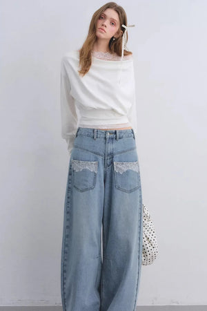 Off-Shoulder Lace Patchwork Top