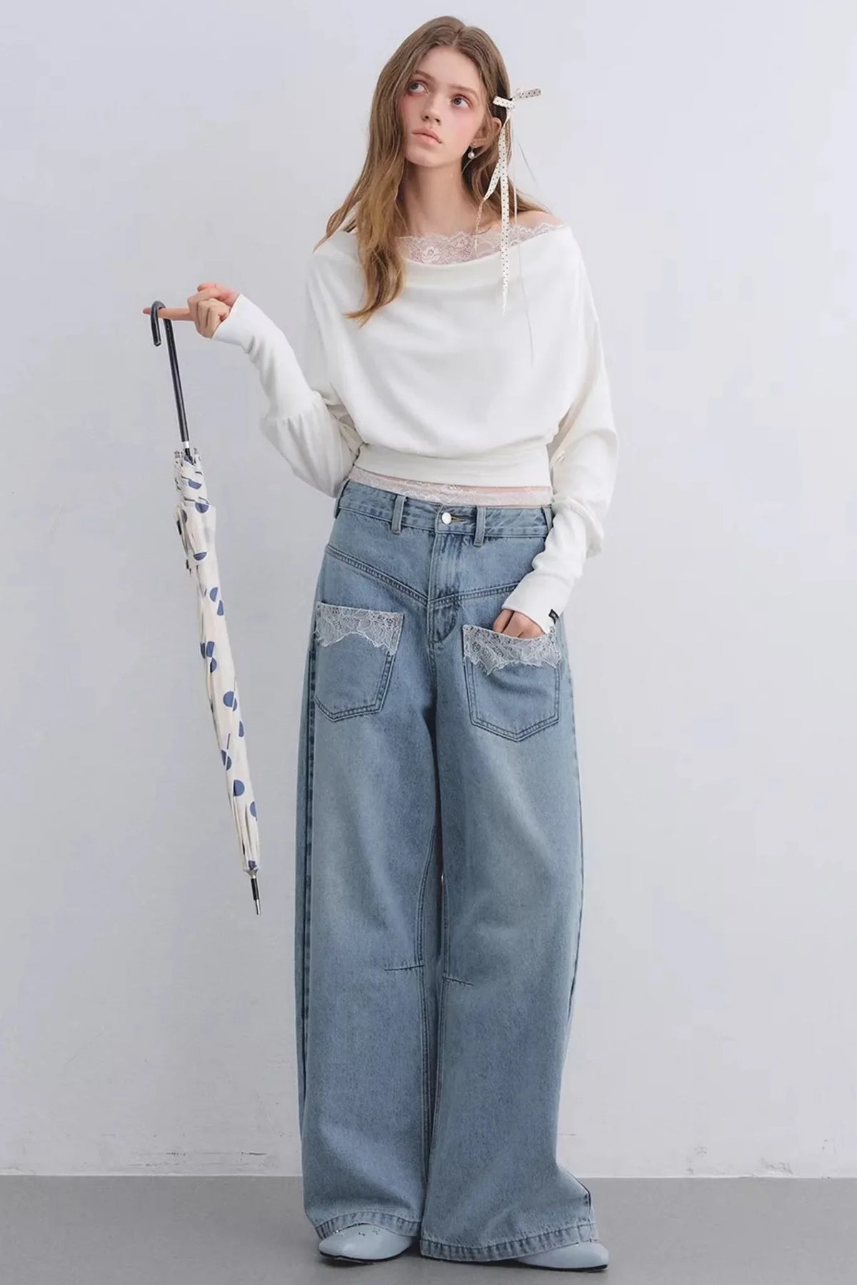 Off-Shoulder Lace Patchwork Top