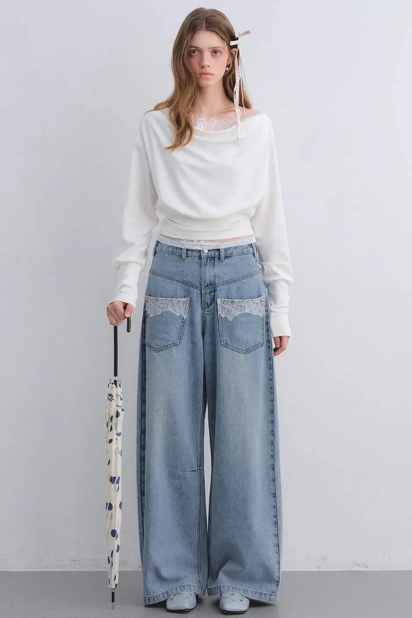 Off-Shoulder Lace Patchwork Top