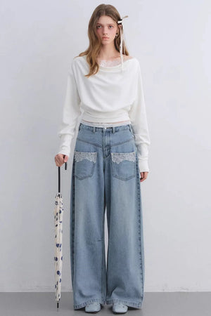 Off-Shoulder Lace Patchwork Top