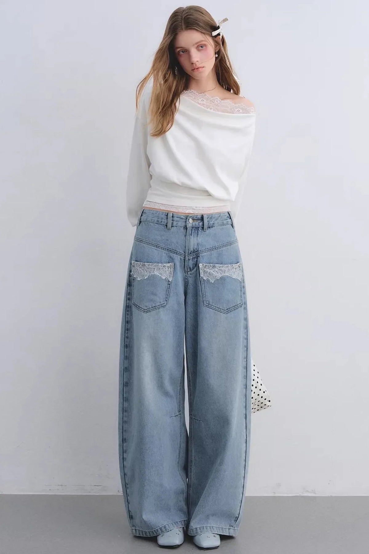 Off-Shoulder Lace Patchwork Top