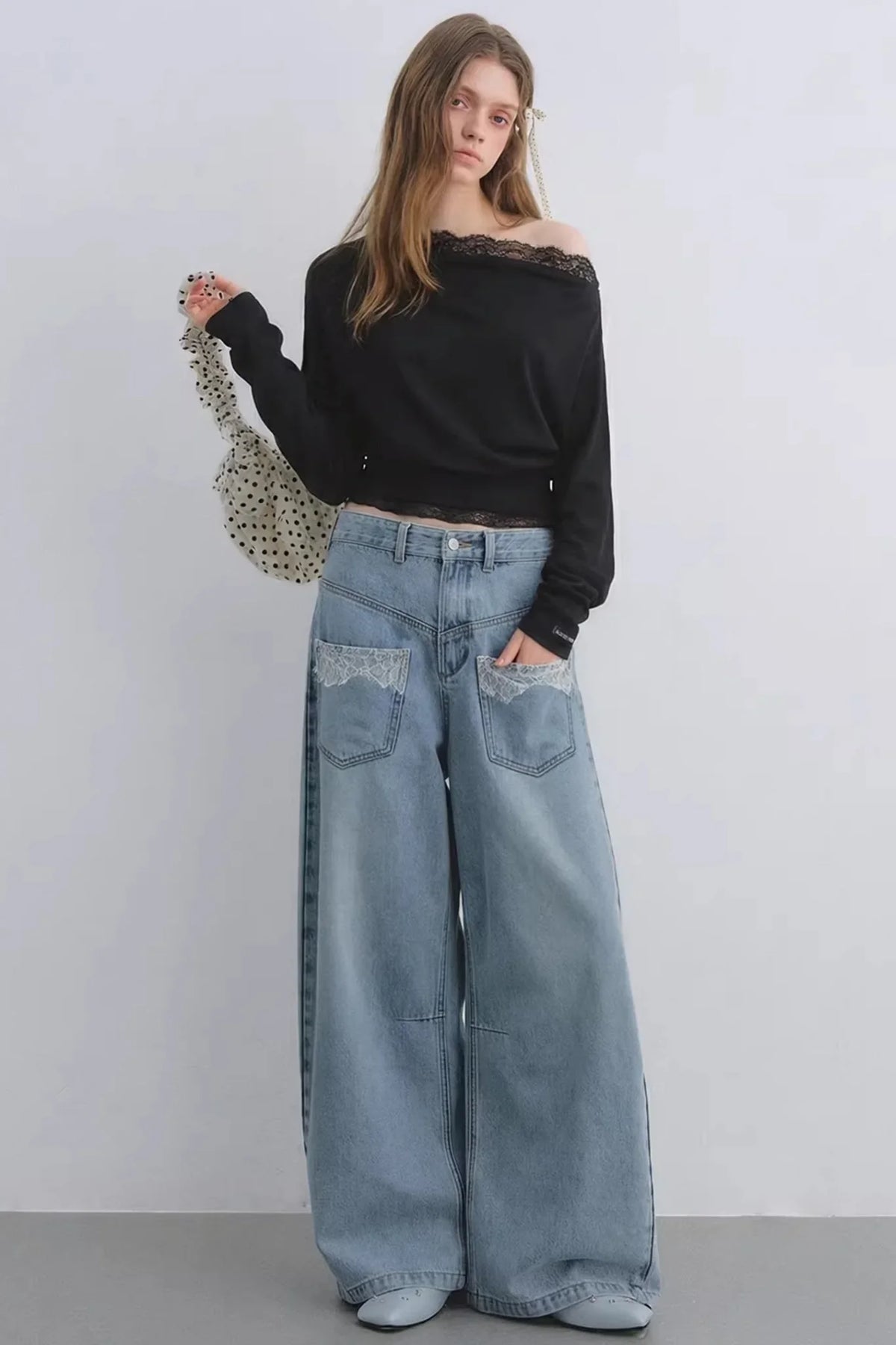Off-Shoulder Lace Patchwork Top