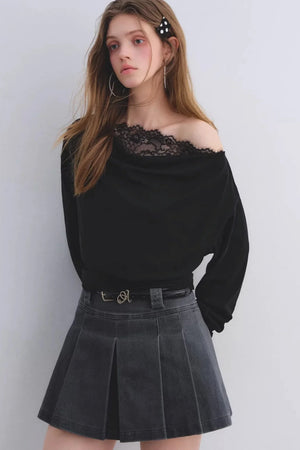 Off-Shoulder Lace Patchwork Top