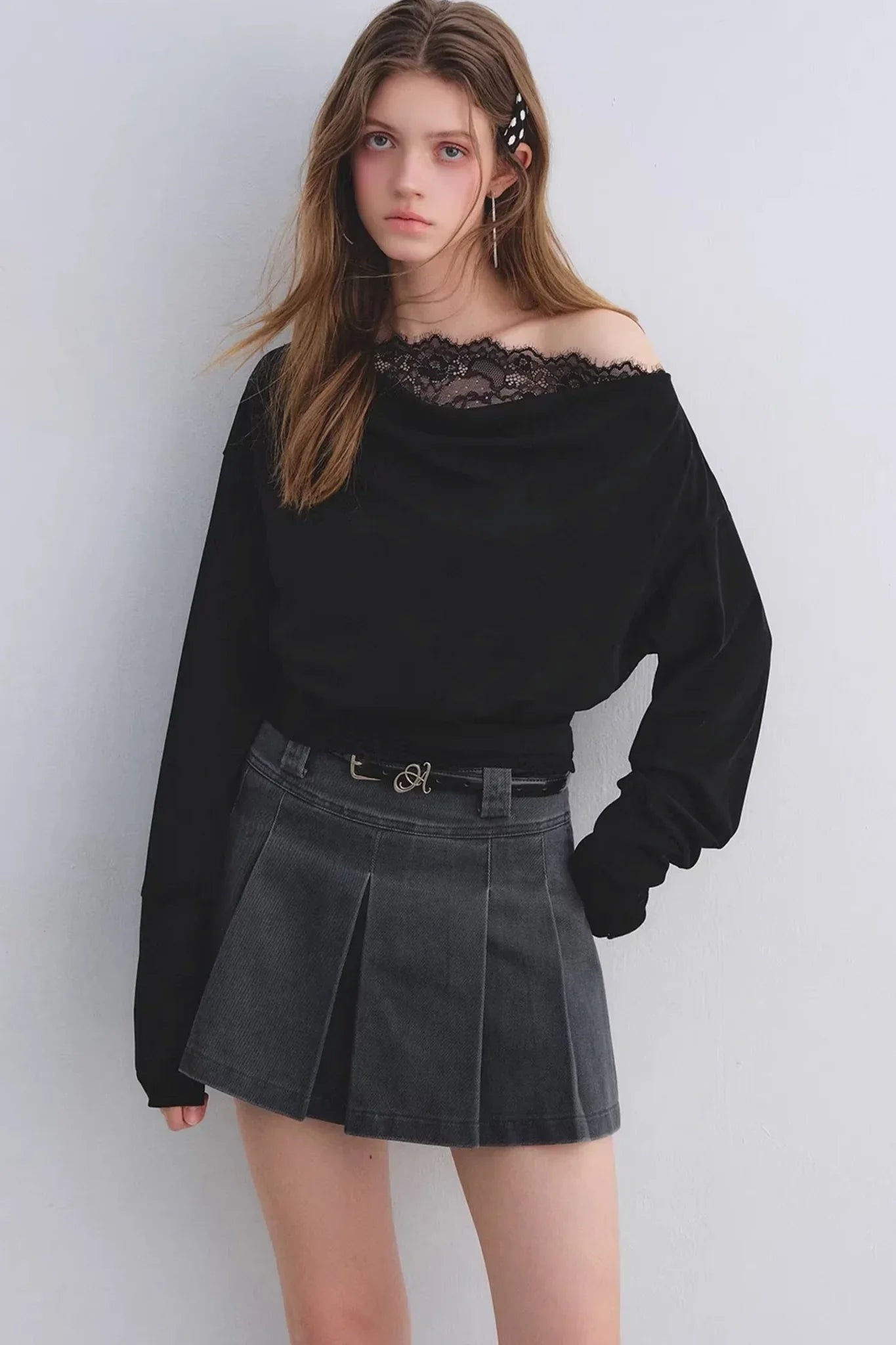 Off-Shoulder Lace Patchwork Top