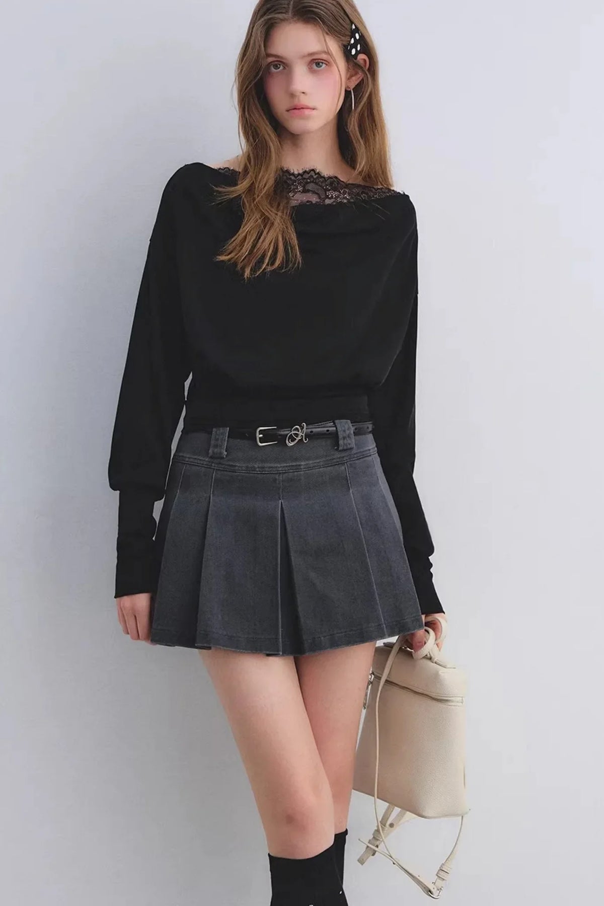 Off-Shoulder Lace Patchwork Top