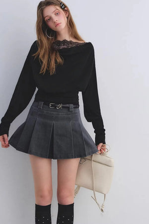 Off-Shoulder Lace Patchwork Top