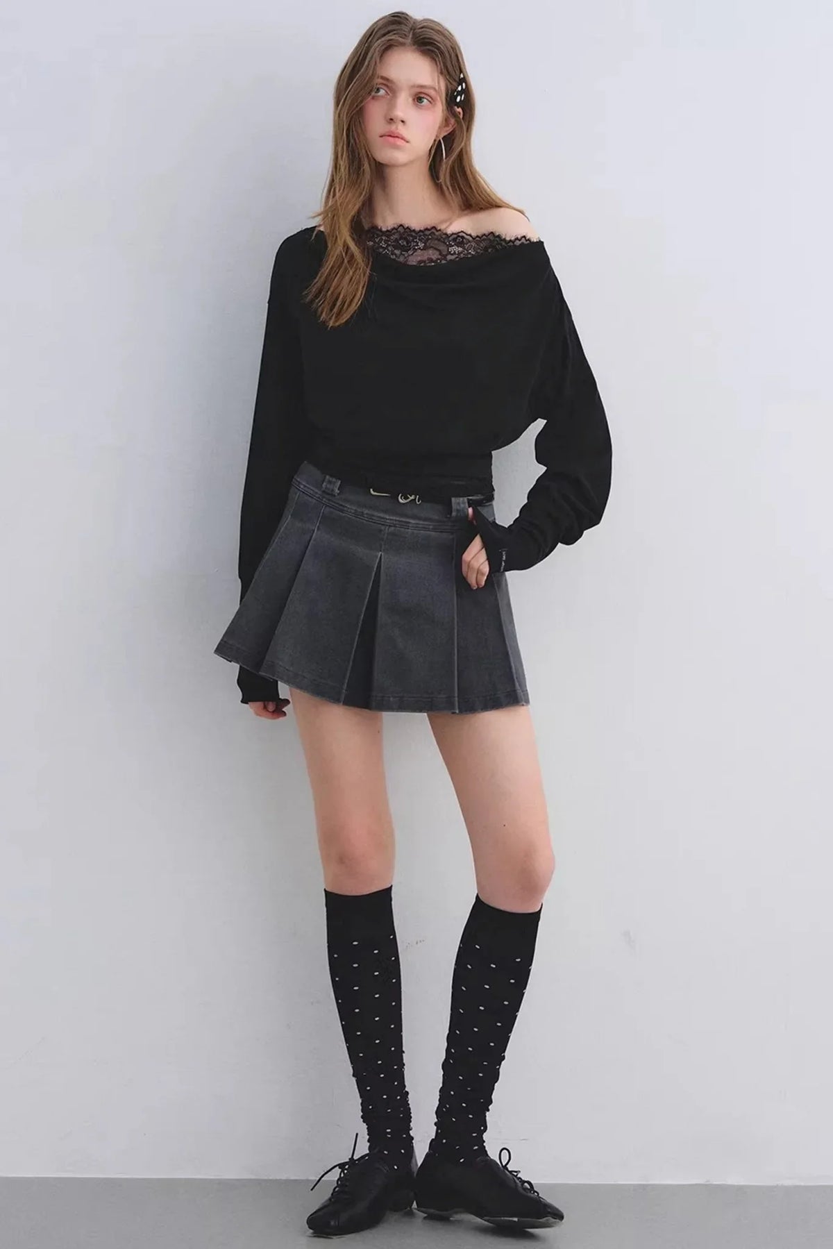 Off-Shoulder Lace Patchwork Top