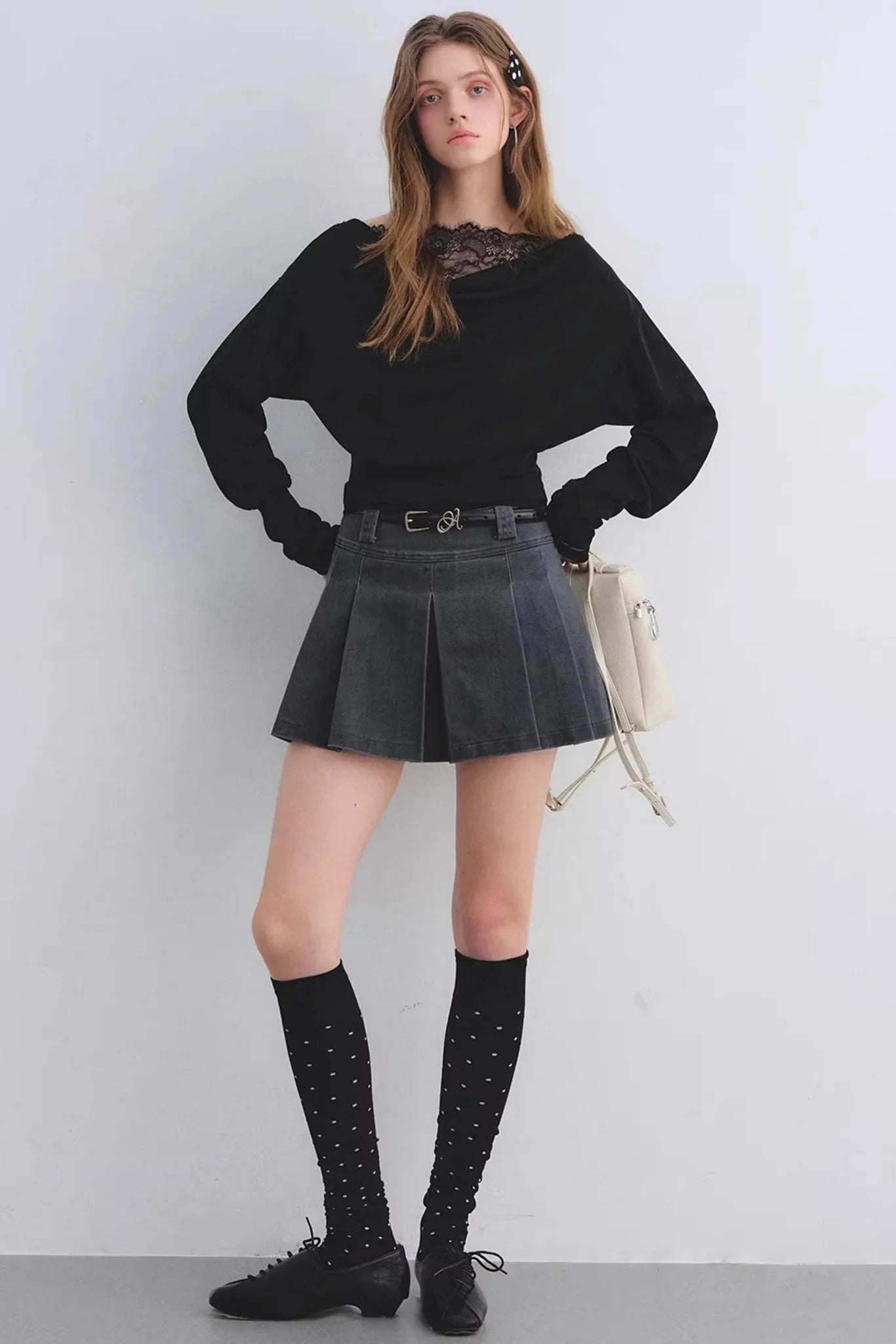 Off-Shoulder Lace Patchwork Top