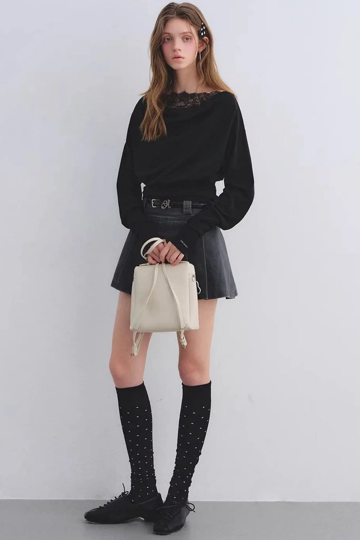 Off-Shoulder Lace Patchwork Top